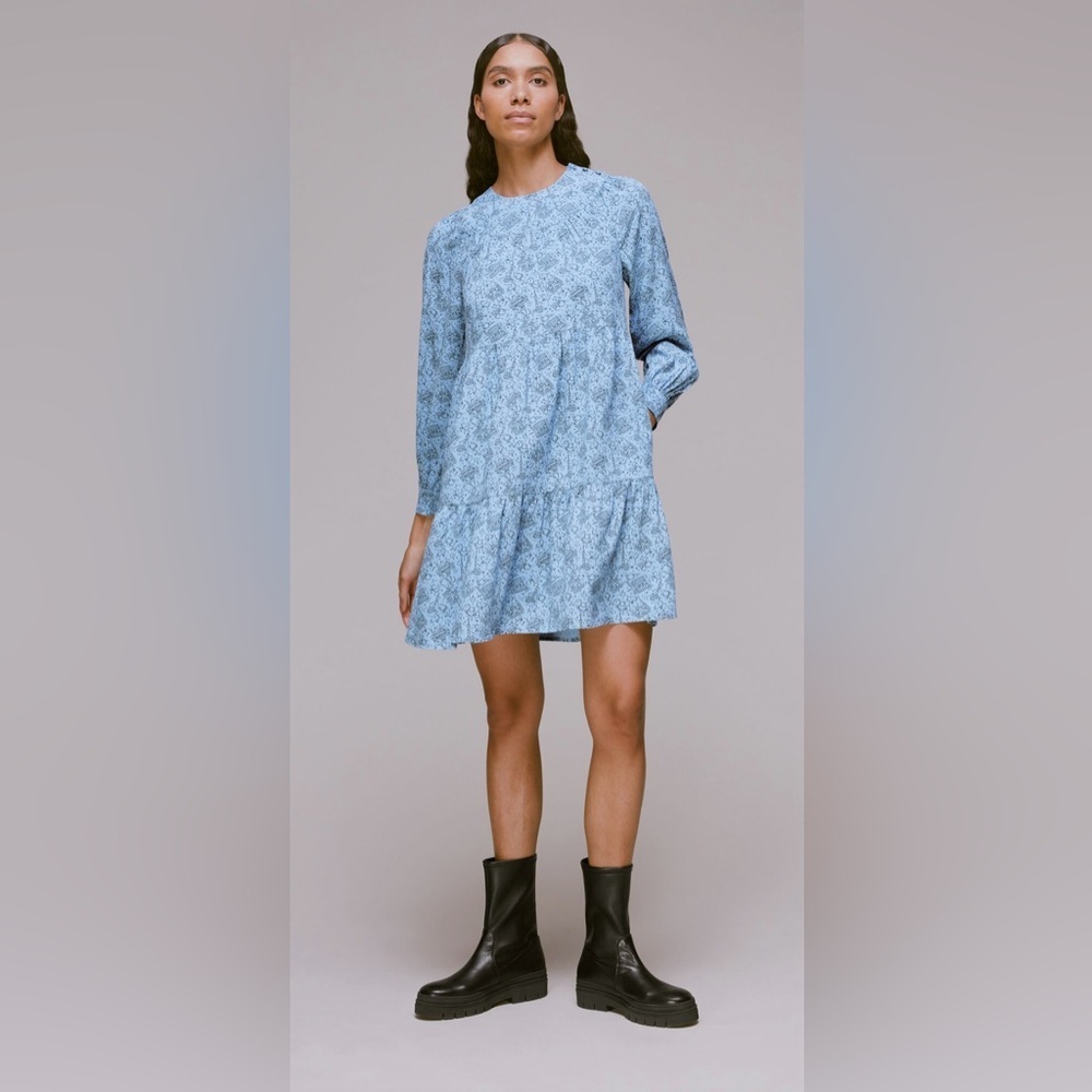 Whistles Blue/Gray Monument Print Trapeze Dress Light Blue Size 4